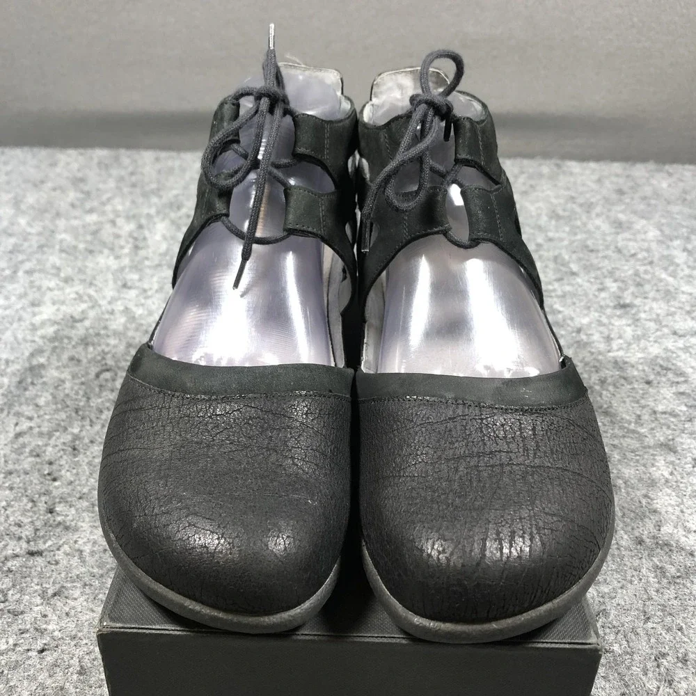 Naot Mary Jane Shoes Womens Size 11 42 Black Leather Lace Up Comfort Flats